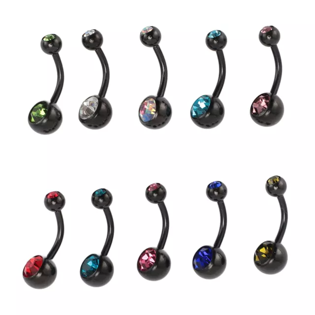 Belly Button Ring 10pcs Navel Piercing Jewelry Stainless Steel Safe Dual Ended