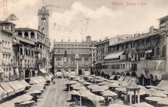 Verona Piazza D'erba Viagg.  1907