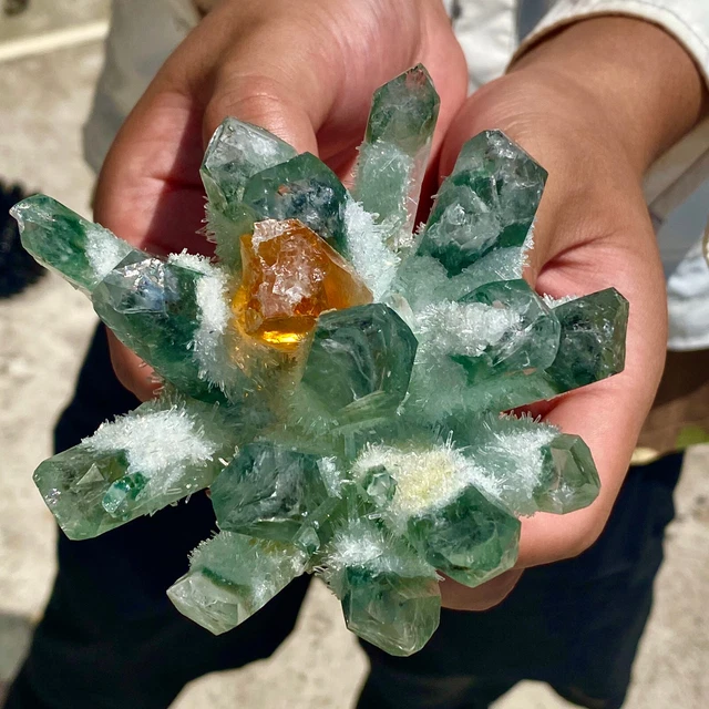 1.2LB New Find Green Phantom Quartz Crystal Cluster Mineral Specimen Healing 5