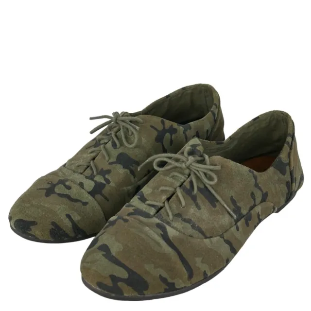 Lucky Brand Womens 10B Camouflage Leather Davie Low Top Sneakers Lace Up Casual
