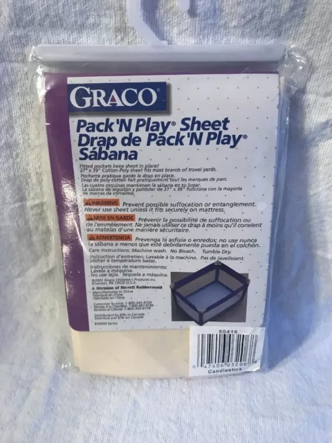 Graco Pack 'n Play Sheet Cream  Cotton Blend with Fitted Pockets 2