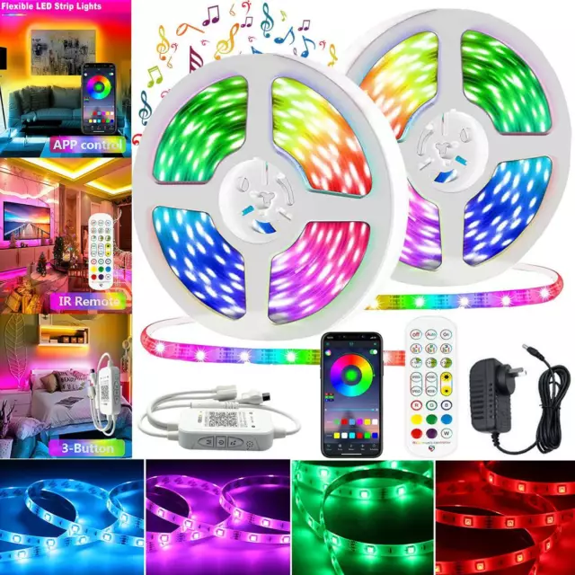 RGB LED Strip Light 5050 IP65 Waterproof 5M 10M 20M Bluetooth Controller Adapter