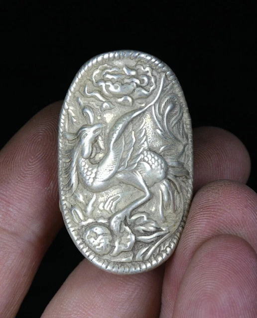 4Cm Rare Miao Silver Phoenix Flower Baili Jewelry Ring In Ancient China