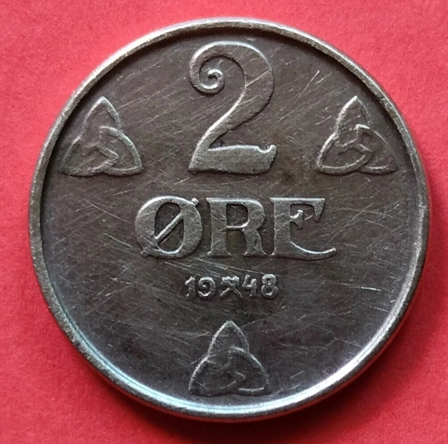 Moneta  Norvegia   da  2 Ore  del 1948 ,  circolata