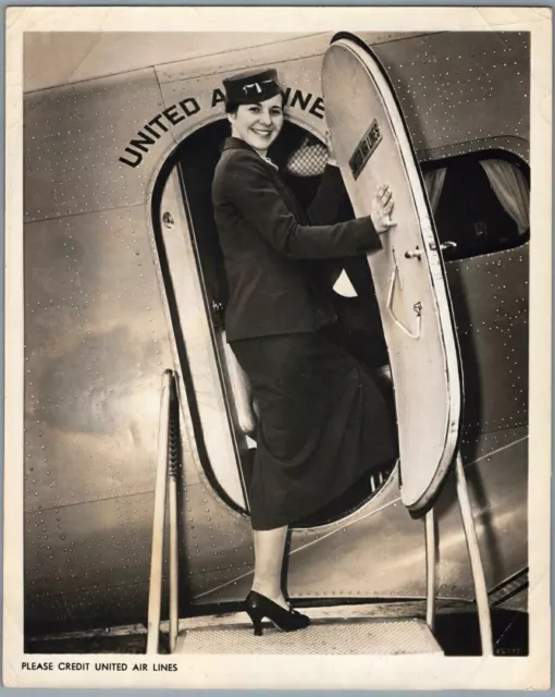 United Airlines Boeing 247 Stewardess Flight Attendant Original Airline Photo