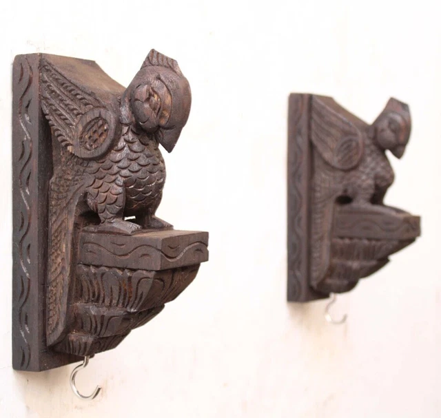 Bird Pair Statue Lamp / Plant Hanger / Holder Hook Vintage Decor Wall Bracket