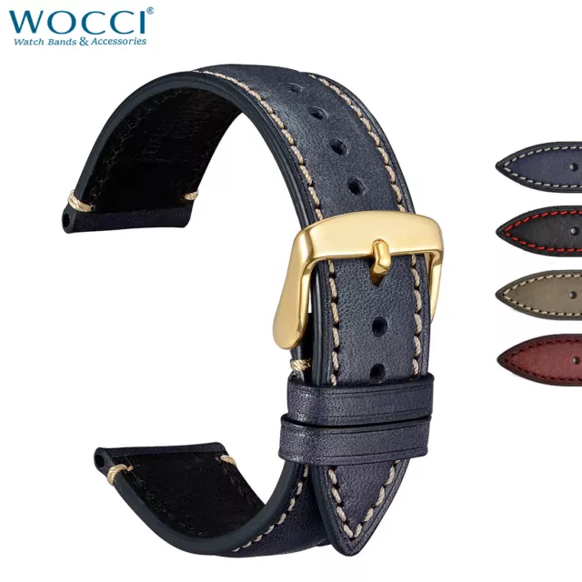 WOCCI  Watch Strap 14mm 18mm 20mm 22mm Nubuck Italian Leather Watchbands for Men