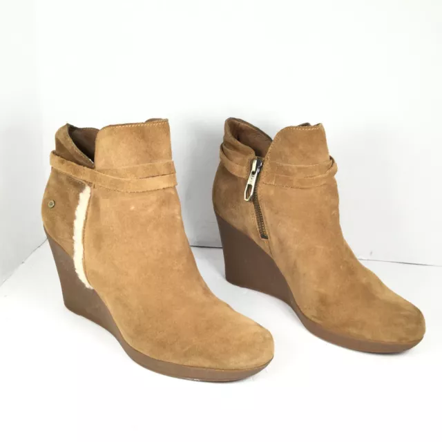 UGG Alexandra Women Ankle Boots Bootie Wedge Size 7 Brown