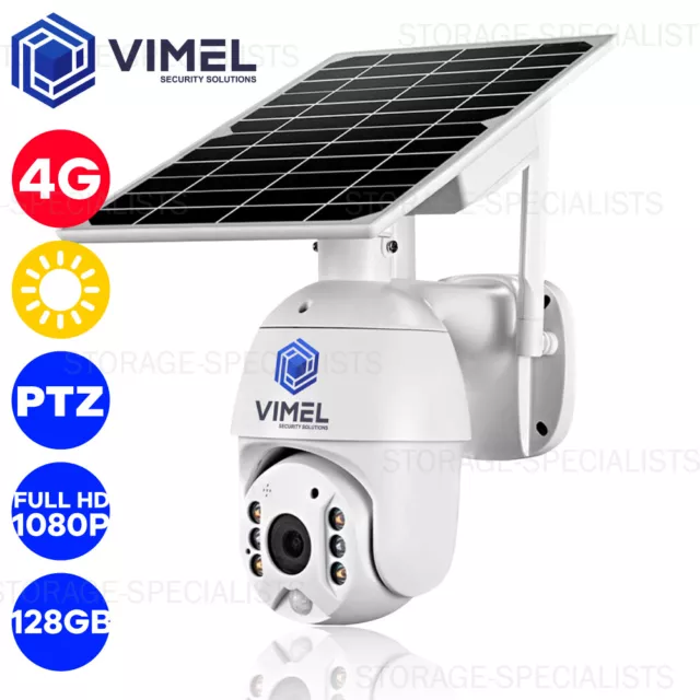 24/7 Solar Powered 4G Security 128GB Flood Light LED PTZ Home Camera Outdoor