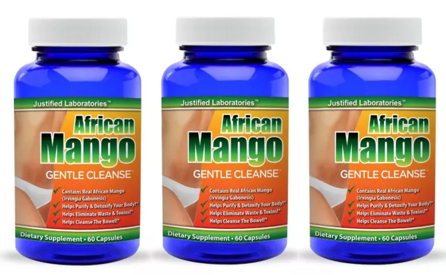 3 x Pure African Mango Cleanse Detoxifying & Weight Loss Natural Colon Cleanse