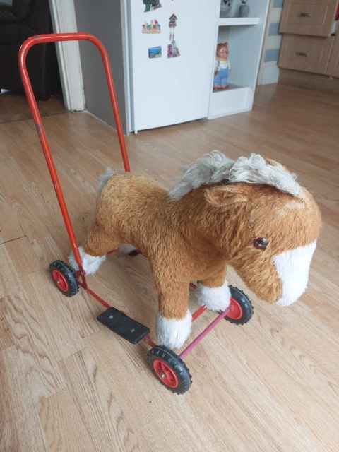 Horse Riding Foot Rest VINTAGE 1960S HORSE/PONY Wheels Push Along/Ride On Walker with foot ...