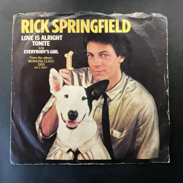 Rick Springfield, Love Is Alright Tonite / Everybody's Girl, 7" 45rpm, Vinyl VG+