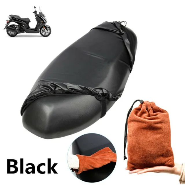 Black Waterproof Dust UV Protector Scooter Motorcycle Seat Cushion Cover L Size
