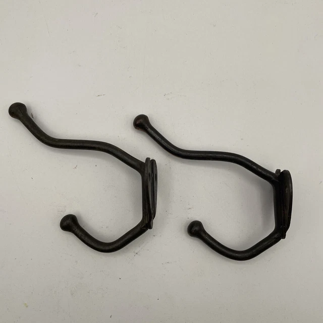 Antique Vintage Iron Wall Coat Hooks Set Of 2 3