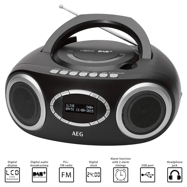 AEG CD PLAYER mit Radio DAB+ Kinder Stereoanlage Boombox Tragbar USB