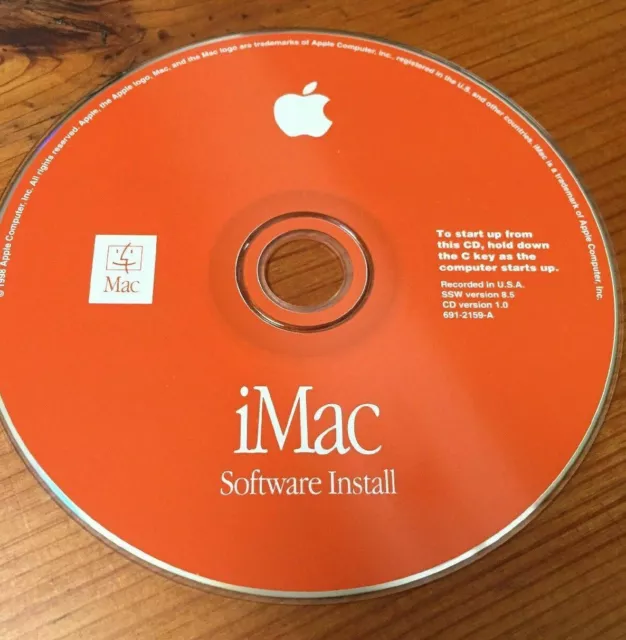 1998 Vintage Mac Macintosh iMac OS 8 8.5 Software Install Disc Restore CD