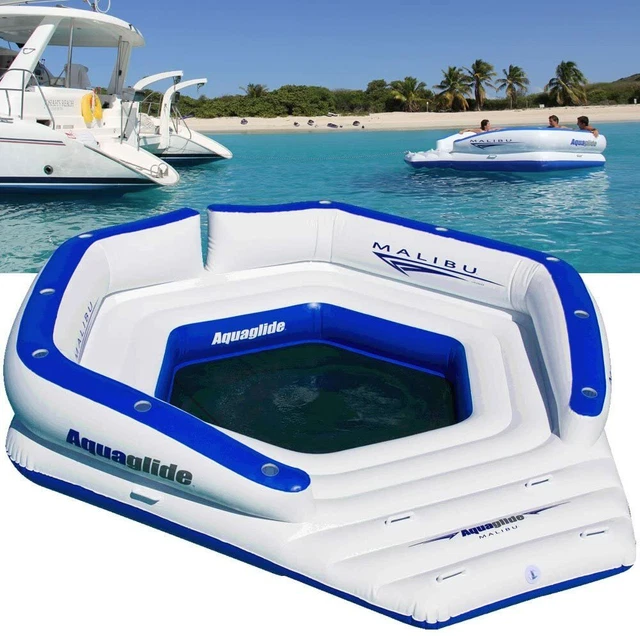 Aquaglide Malibu Sedia Lunga Gonfiabile Unisex Adulto, Bianco/Blu