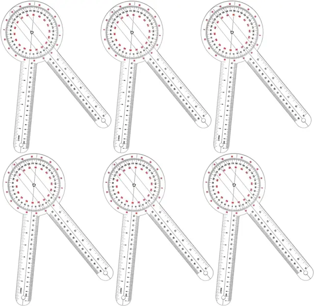 12 Inch Goniometer Transparent Orthopedic Angle Ruler Plastic Goniometer 360 Deg