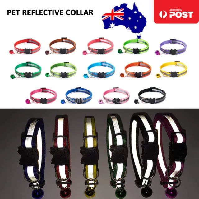 14Pcs Pet Puppy Kitten Cat Collar Reflective Adjustable Buckle Release with Bell