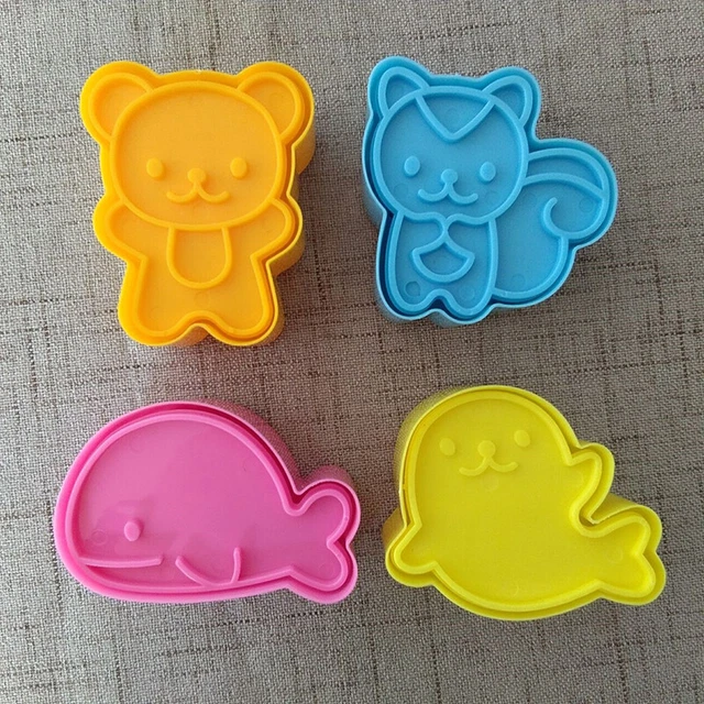 4 piezas/juego de 4 piezas Lindo Samll Sello Delfín Samll Oso Sándwich Galletas Molde -AH