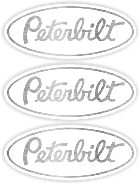 3 Custom White SS Peterbilt 359 Grille Hood Emblem Decal Triaxle Custom logos