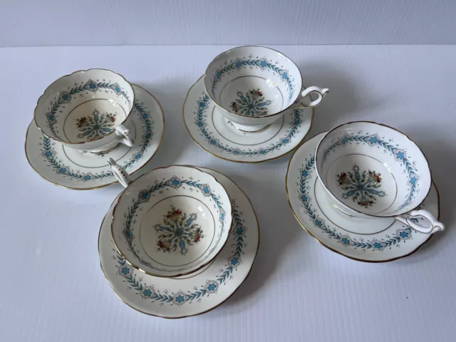 Coalport Geneva Footed Gold Rim Cup & Saucer  Set Of 8 2