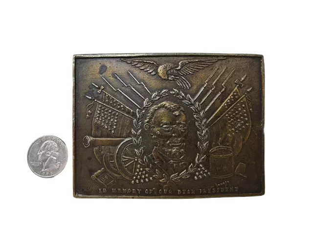 In Memory Of Our Dead President Abraham Lincoln Vintage Brass Belt Buckle