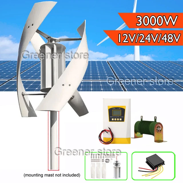 3000W 12V 24V 48V Vertical Axis Wind Turbine Generator Kit Inverter ...