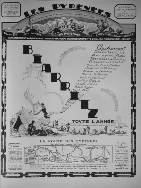 Publicité 1927 Les Pyrénées Biarritz Sa Montagne Son Soleil - Advertising