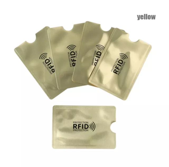 2 pcs RFID Blocking Sleeves Aluminum Alloy Anti-Theft Credit Card Holder Yellow