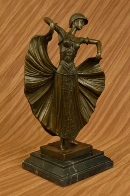 Art Déco Flair Danseuse Bronze Sculpture Par ~Chiparus~ Statue Marbre Figurine