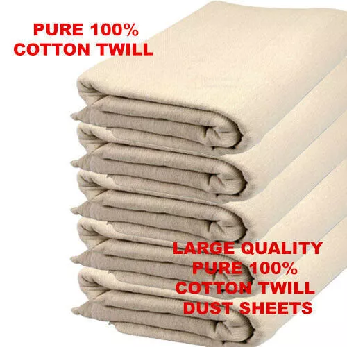 Heavy Duty 100%Cotton Twill Professional Decorating Large Dust Sheet Blue Pack