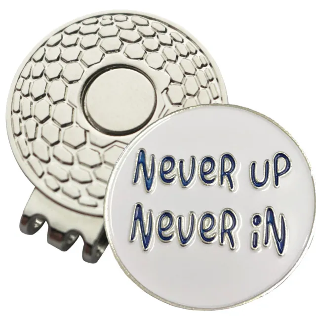 1 x New Magnetic Hat Clip Never Up Never In Golf Ball Marker For Golf Hat/Visor