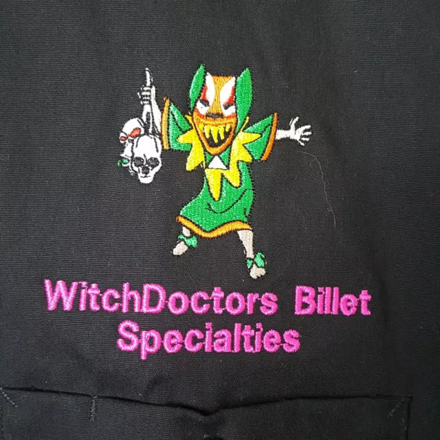 Witch Doctor Billet Embroidered Auto Parts Dickies 2XL Black Work Shirt NEW