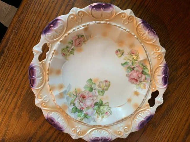 Vintage Handpainted Porcelain Made In Germany Floral Plate With Free Shipping