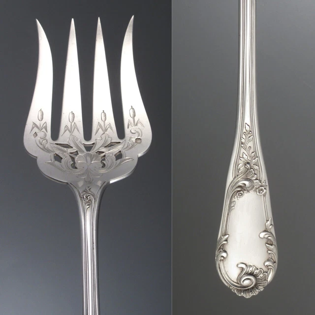 Antique French Sterling Silver Fish Serving Fork Louis XV Style Leontine Compère 3