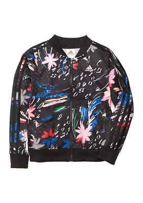 adidas Girls Floral Tricot Bomber Jacket TRACK SIZE L LARGE 14 BLACK FLORAL NEW