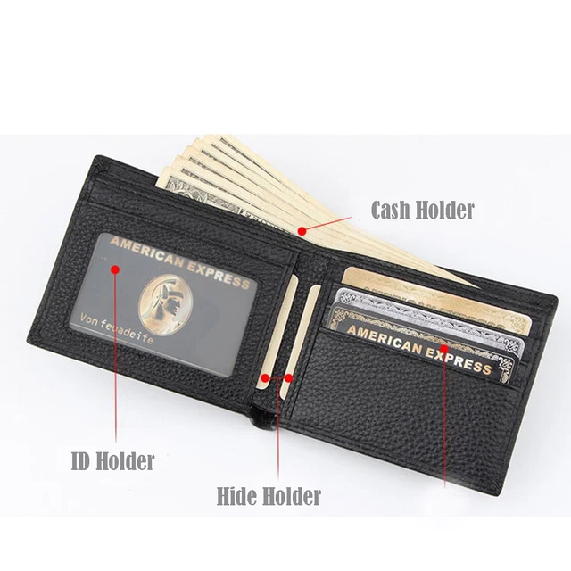 Men Genuine Leather Wallet Credit Card Holder RFID Blocking Zipper Bifold