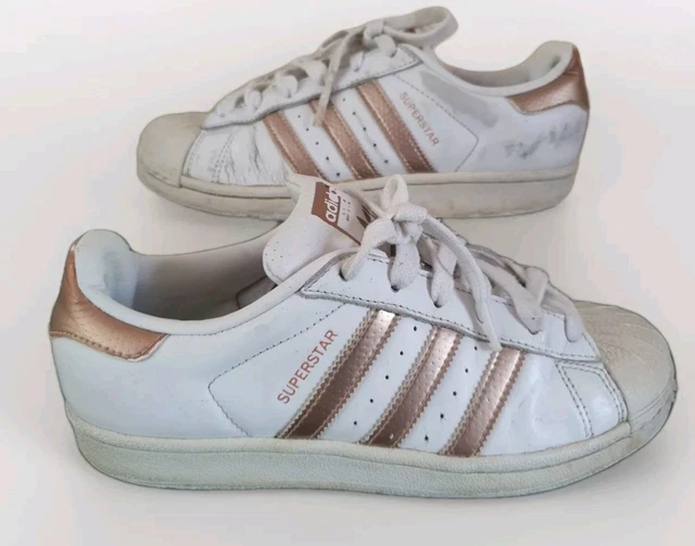 ADIDAS SUPERSTAR TRAINERS WHITE/ROSE GOLD Size UK US EUR 38