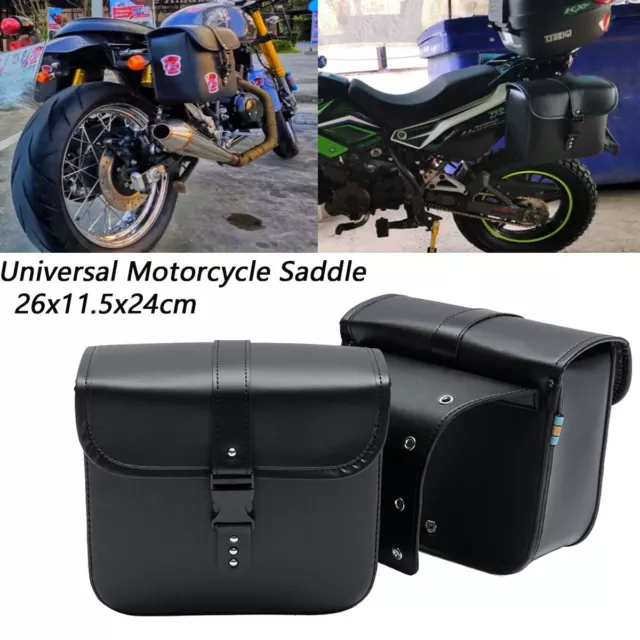 2Pcs PU Leather Universal Motorcycle Side Saddle Bags Saddlebags