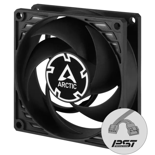 Arctic P8 PWM PST 80mm 8cm Black PC Case Fan 3000RPM 23.4-CFM 12v 4-Pin