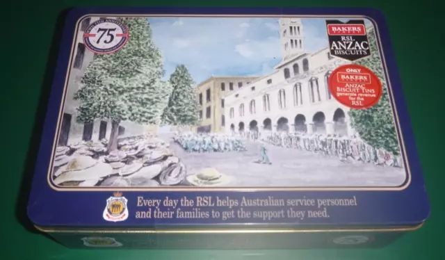 Bakers Finest RSL Anzac Biscuit Tin WWII 75th Anniversary VP Day, Sydney