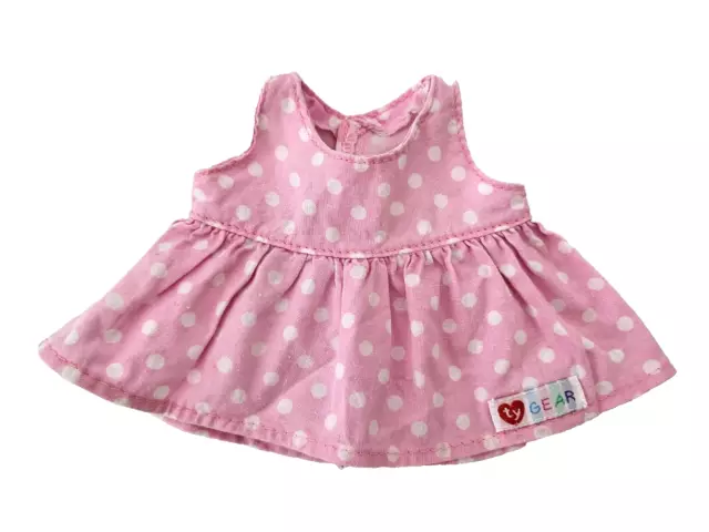 Ty Gear DRESS Beanie Kids Pink White Polka Dot 10cm Soft Baby Doll Clothing 1999