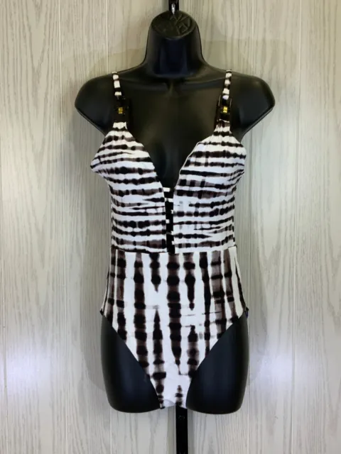 La Blanca Printed One Piece Swimsuit, Women's Size 6, Black/White NEW MSRP $123