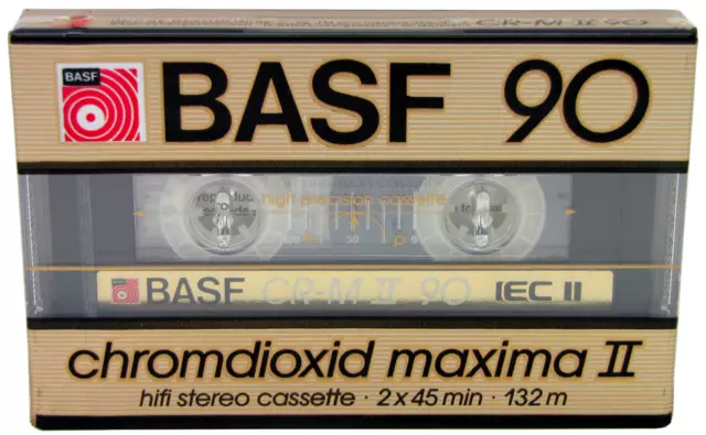 Basf Biossido Di Cromo Maxima 90 Ii Cromo Tipo 2 Nastro Cassetta Bianco 1985 Nuovo Sigillato