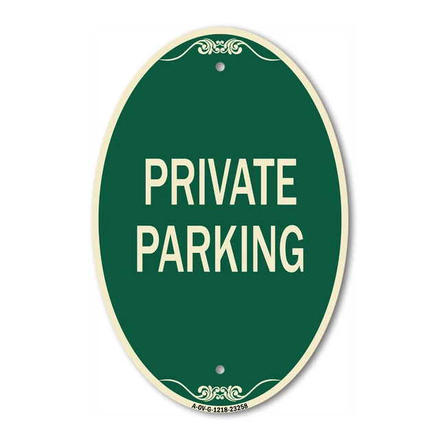 SignMission Designer Series Sign - Private Parking 12" x 18" Aluminum Oval Sign