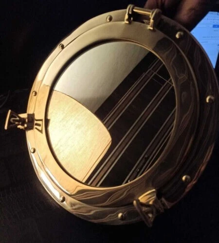 12 inch Brass Porthole Mirror Nautical Wall Decor Working Ship Cabin Window