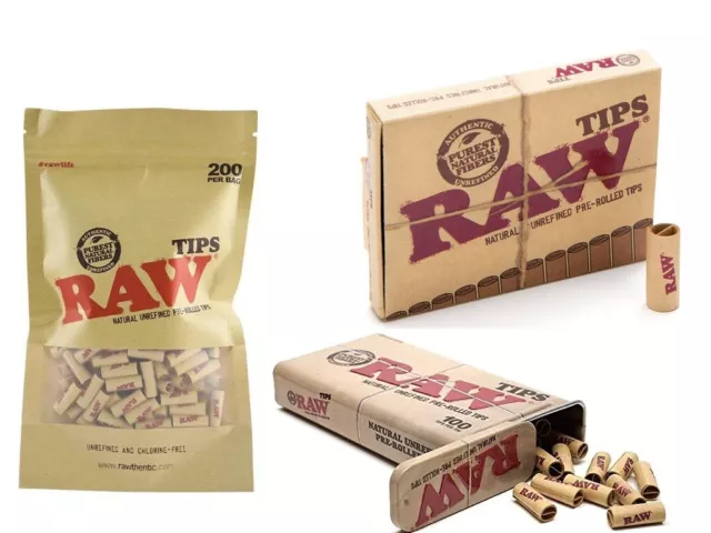 RAW PRE ROLLED TIPS FILTER ROACHES PAPER NATURAL ROLLING PERFECTO Option Tin