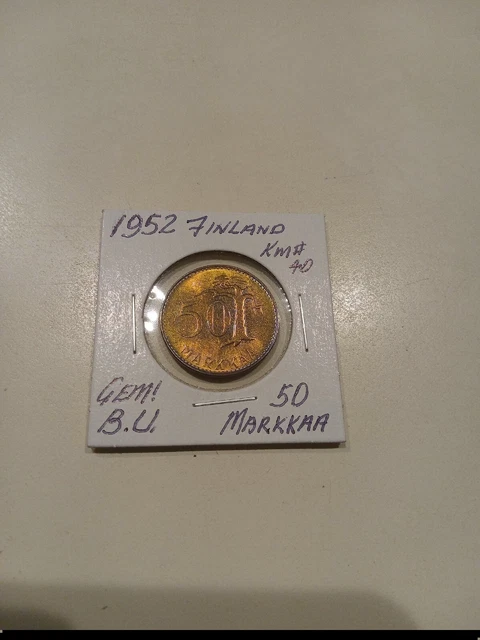 1952 Finland 50 Markkaa, GEM B.U.