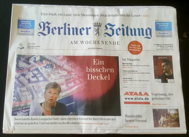 Berliner Zeitung, Geburtstagszeitung vom  1. - 10. September 2019